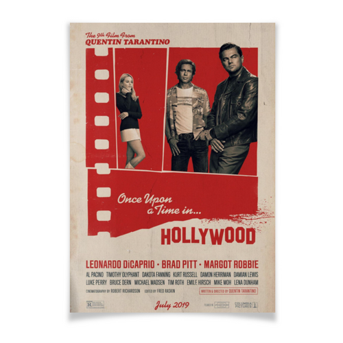 Заказать плакат в Москве. Плакат A3(29.7x42) Однажды в Голливуде / Once Upon Time in Hollywood от kino.printio.ru - готовые дизайны и нанесение принтов.