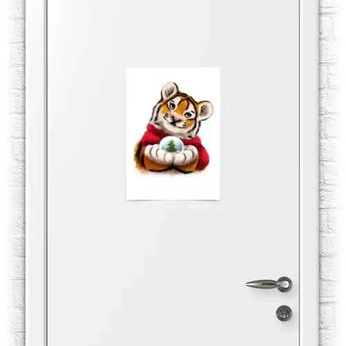 Заказать плакат в Москве. Плакат A3(29.7x42) Тигр со снежным шаром от tigerda  - готовые дизайны и нанесение принтов.