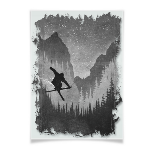 Заказать плакат в Москве. Плакат A3(29.7x42) Лыжи, фрирайд и горы от oneredfoxstore@gmail.com - готовые дизайны и нанесение принтов.