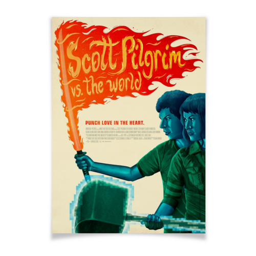 Заказать плакат в Москве. Плакат A3(29.7x42) Скотт Пилигрим против всех / Scott Pilgrim от kino.printio.ru - готовые дизайны и нанесение принтов.