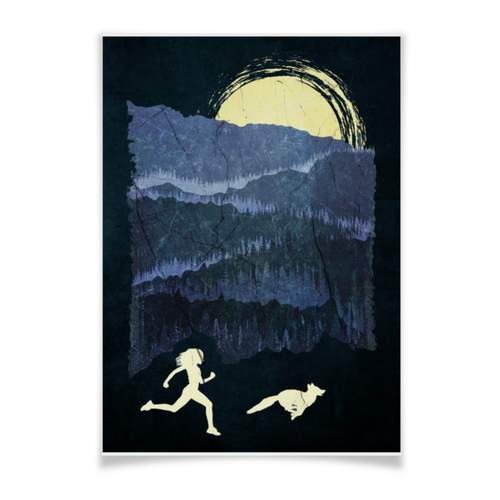 Заказать плакат в Москве. Плакат A3(29.7x42) Бег, горы и лес от oneredfoxstore@gmail.com - готовые дизайны и нанесение принтов.