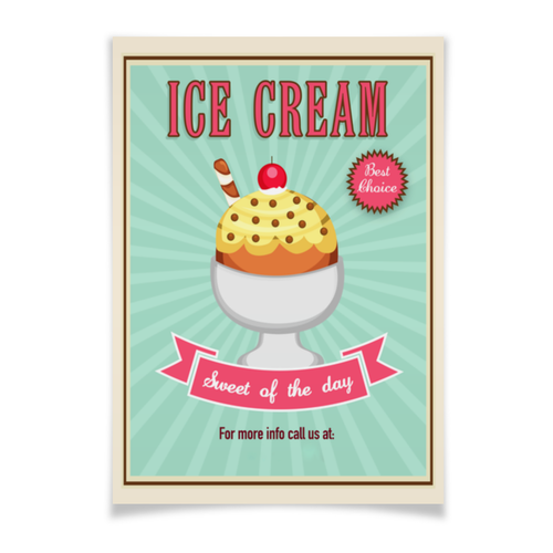 Заказать плакат в Москве. Плакат A3(29.7x42) Ice Cream от Pinky-Winky - готовые дизайны и нанесение принтов.