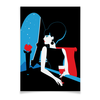 Заказать плакат в Москве. Плакат A3(29.7x42) Красивая француженка с бокалом вина и цветком от eszadesign - готовые дизайны и нанесение принтов.