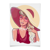 Заказать плакат в Москве. Плакат A3(29.7x42) Модная девушка в большой шляпе. Фэшн иллюстрация от eszadesign - готовые дизайны и нанесение принтов.