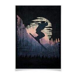 Заказать плакат в Москве. Плакат A3(29.7x42) Лыжи, фрирайд и горы от oneredfoxstore@gmail.com - готовые дизайны и нанесение принтов.