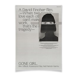 Заказать плакат в Москве. Плакат A3(29.7x42) Исчезнувшая / Gone Girl от kino.printio.ru - готовые дизайны и нанесение принтов.