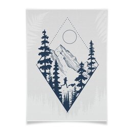Заказать плакат в Москве. Плакат A3(29.7x42) Бег, горы и лес от oneredfoxstore@gmail.com - готовые дизайны и нанесение принтов.