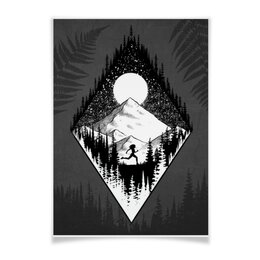 Заказать плакат в Москве. Плакат A3(29.7x42) Бег, горы и лес от oneredfoxstore@gmail.com - готовые дизайны и нанесение принтов.