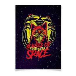 Заказать плакат в Москве. Плакат A3(29.7x42) Bearded cat from outer space от Павел Павел - готовые дизайны и нанесение принтов.
