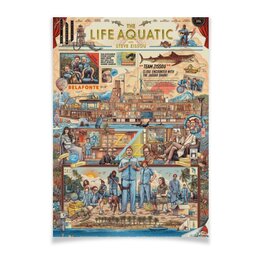 Заказать плакат в Москве. Плакат A3(29.7x42) Водная жизнь / The Life Aquatic with Steve Zissou от kino.printio.ru - готовые дизайны и нанесение принтов.