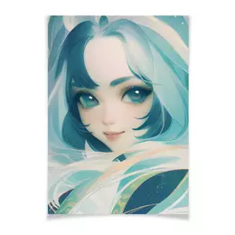 Заказать плакат в Москве. Плакат A3(29.7x42) Девушка с голубыми волосами от Anstey  - готовые дизайны и нанесение принтов.