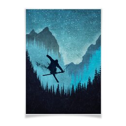 Заказать плакат в Москве. Плакат A3(29.7x42) Лыжи, фрирайд и горы от oneredfoxstore@gmail.com - готовые дизайны и нанесение принтов.