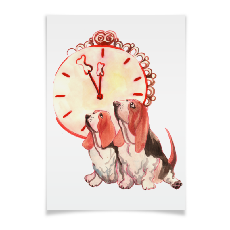 Printio Плакат A2(42×59) Новогодние акварельные собаки