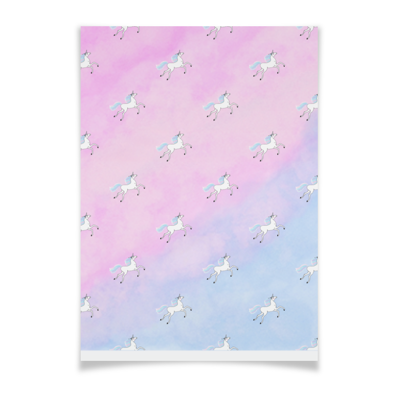 цена Printio Плакат A2(42×59) Единорожки в облаках