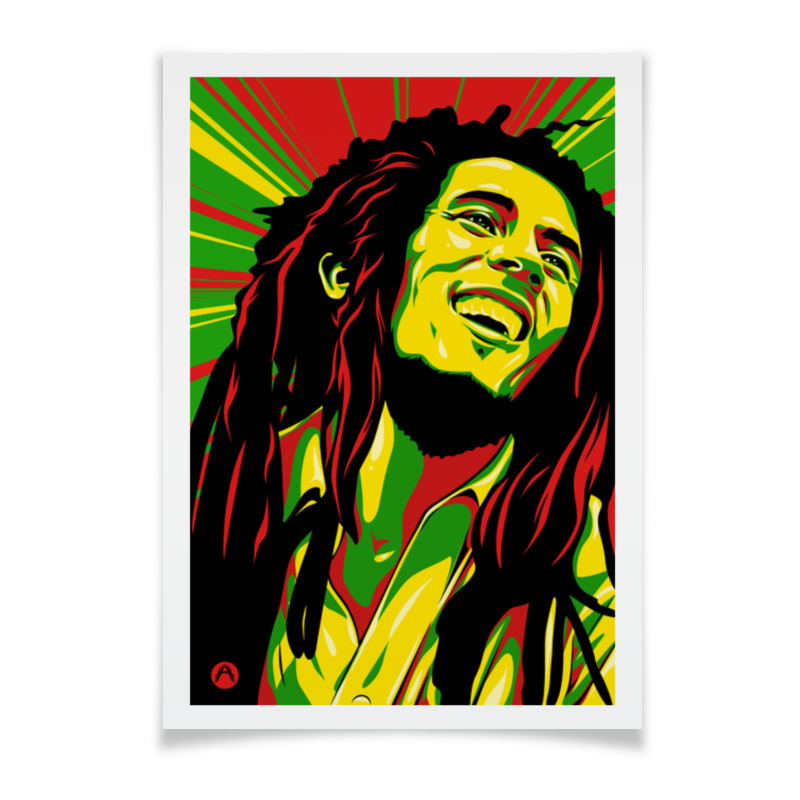 женский портрет по фото в стиле дрим арт в раме Printio Плакат A2(42×59) Боб марлей