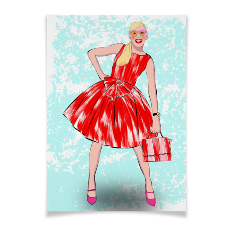 Printio Плакат A2(42×59) Девушка в красном платье чехол mypads блондинка в очках женский для doogee v11 задняя панель накладка бампер