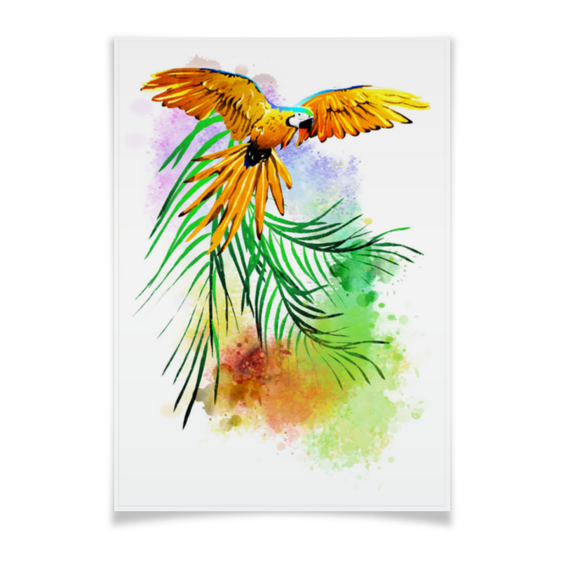 Printio Плакат A2(42×59) Попугай на ветке. printio плакат a2 42×59 зеленый хамелеон на ветке