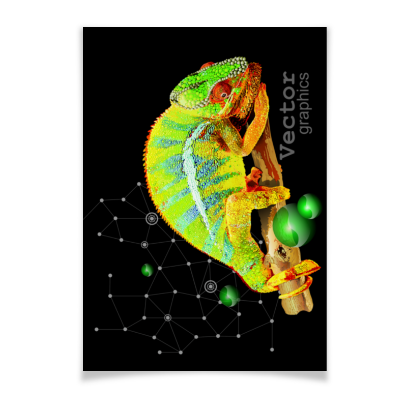 Printio Плакат A2(42×59) Хамелеон. векторная графика. printio плакат a2 42×59 подарок для льва знак зодиака лев