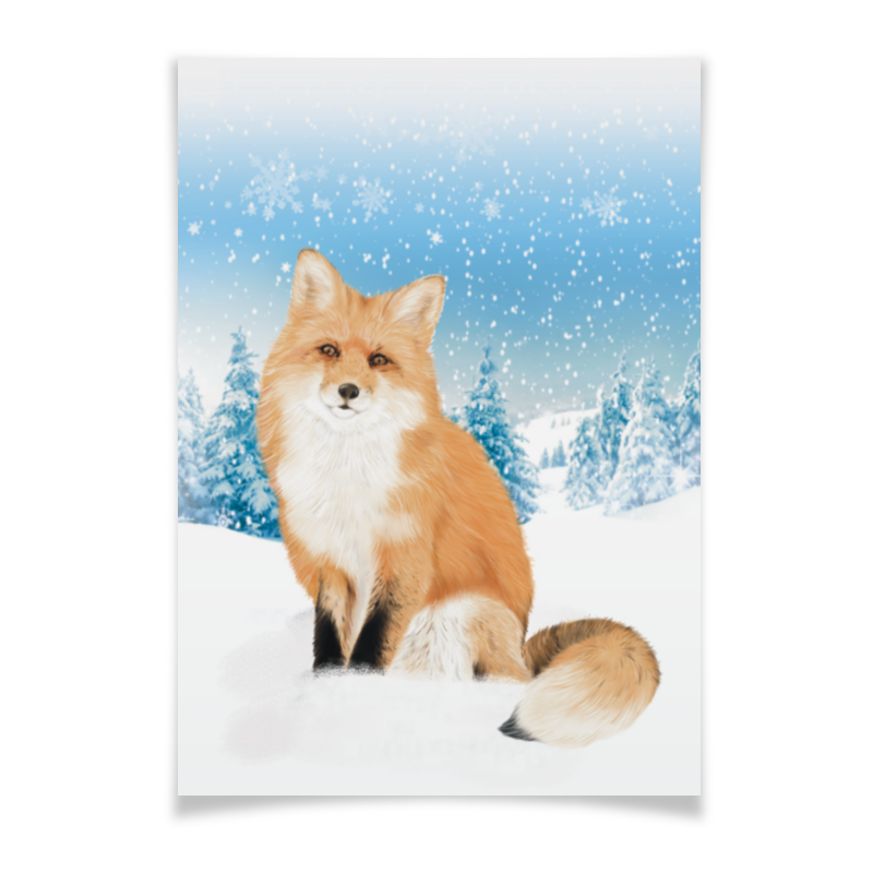 Printio Плакат A2(42×59) Лисичка в снегу. плакат дары леса 2093