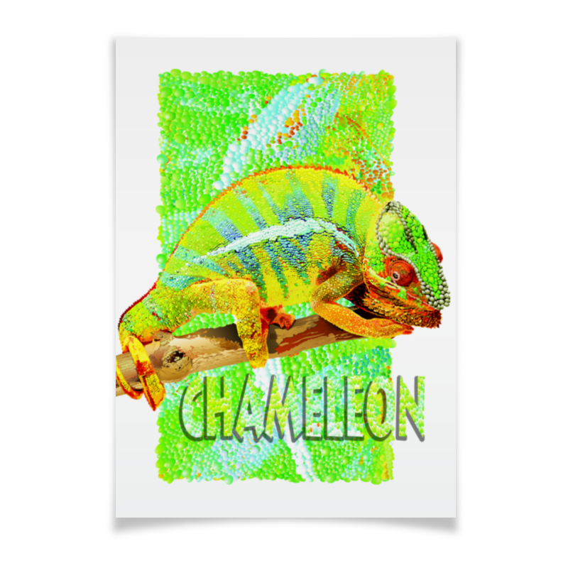 Printio Плакат A2(42×59) Хамелеон. printio плакат a2 42×59 хамелеон с цветами в пятнах краски