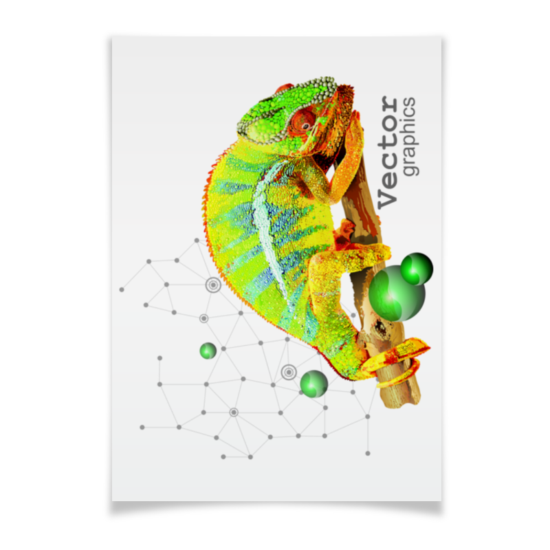Printio Плакат A2(42×59) Хамелеон. векторная графика. printio плакат a2 42×59 зеленый хамелеон на ветке