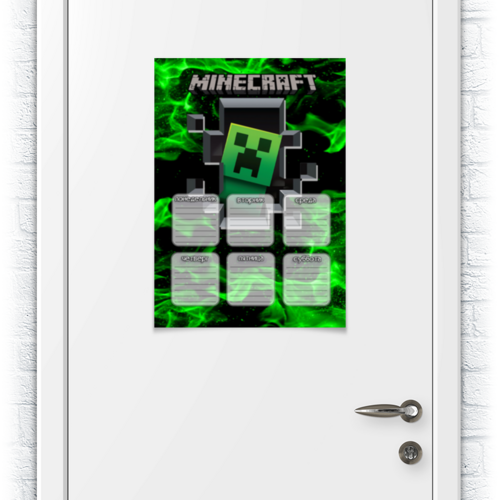 Заказать плакат в Москве. Плакат A2(42x59) MINECRAFT - РАСПИСАНИЕ УРОКОВ от weeert - готовые дизайны и нанесение принтов.
