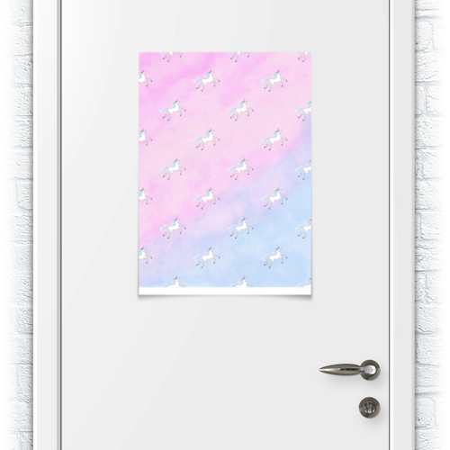 Заказать плакат в Москве. Плакат A2(42x59) Единорожки в облаках от francuaze1@gmail.com - готовые дизайны и нанесение принтов.