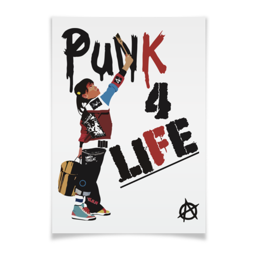 Заказать плакат в Москве. Плакат A2(42x59) Punk 4 Life от skynatural - готовые дизайны и нанесение принтов.