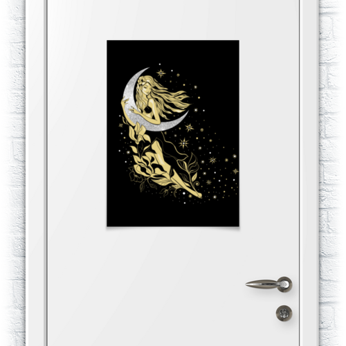 Заказать плакат в Москве. Плакат A2(42x59) Девушка и Луна от eszadesign - готовые дизайны и нанесение принтов.