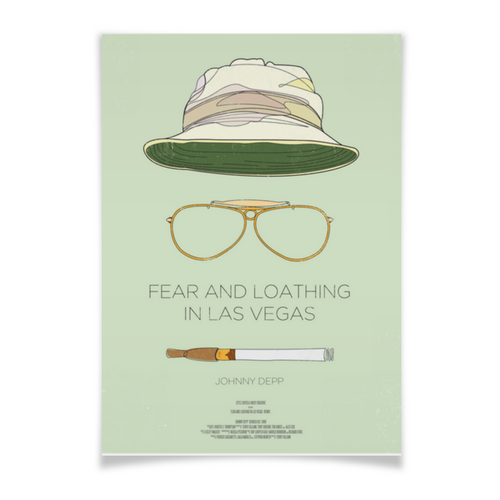 Заказать плакат в Москве. Плакат A2(42x59) Страх и ненависть в Лас-Вегасе от YellowCloverShop - готовые дизайны и нанесение принтов.