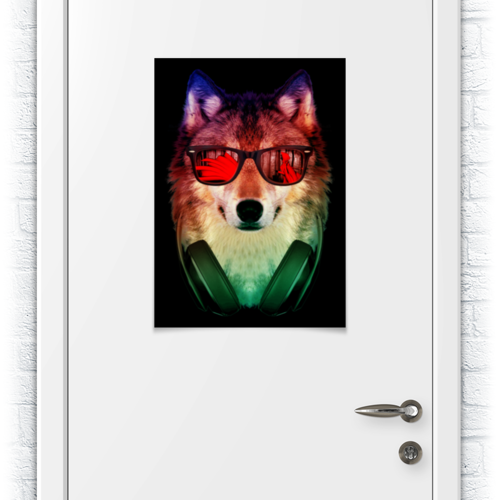 Заказать плакат в Москве. Плакат A2(42x59) Волк в очках от Space Art - готовые дизайны и нанесение принтов.