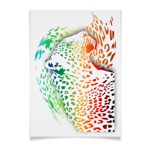 Заказать плакат в Москве. Плакат A2(42x59) Радужный леопард от Zorgo-Art  - готовые дизайны и нанесение принтов.