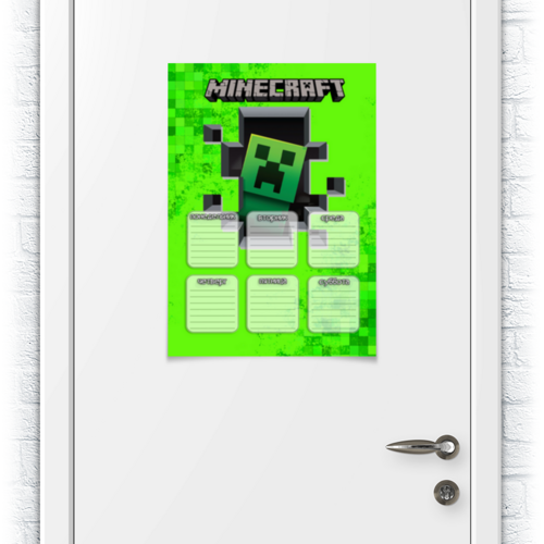 Заказать плакат в Москве. Плакат A2(42x59) MINECRAFT - РАСПИСАНИЕ УРОКОВ от weeert - готовые дизайны и нанесение принтов.