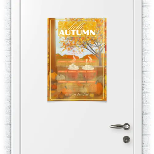 Заказать плакат в Москве. Плакат A2(42x59) Cozy Autumn - тыквы и чашки от Cafe Deco  - готовые дизайны и нанесение принтов.