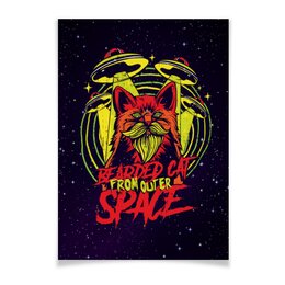 Заказать плакат в Москве. Плакат A2(42x59) Bearded cat from outer space от Павел Павел - готовые дизайны и нанесение принтов.