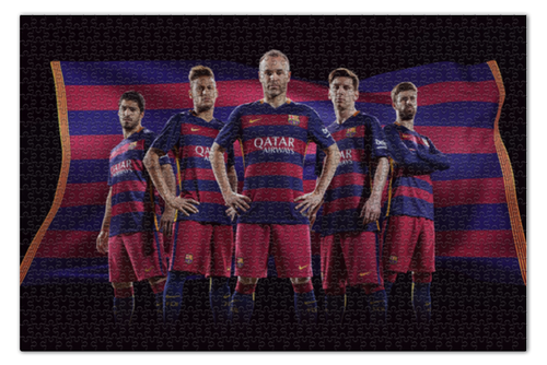 Заказать пазл в Москве. Пазл 73.5x48.8 см (1000 элементов) FC Barcelona от skynatural - готовые дизайны и нанесение принтов.