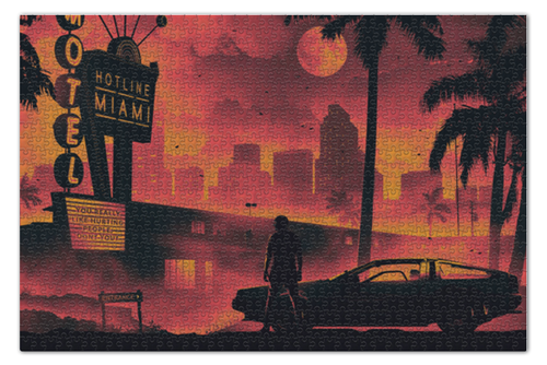 Заказать пазл в Москве. Пазл 73.5x48.8 см (1000 элементов) Hotline Miami от scoopysmith - готовые дизайны и нанесение принтов.