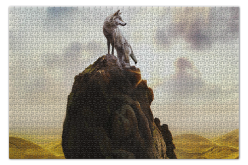 Заказать пазл в Москве. Пазл 73.5x48.8 см (1000 элементов) Wolf on the rock от scoopysmith - готовые дизайны и нанесение принтов.