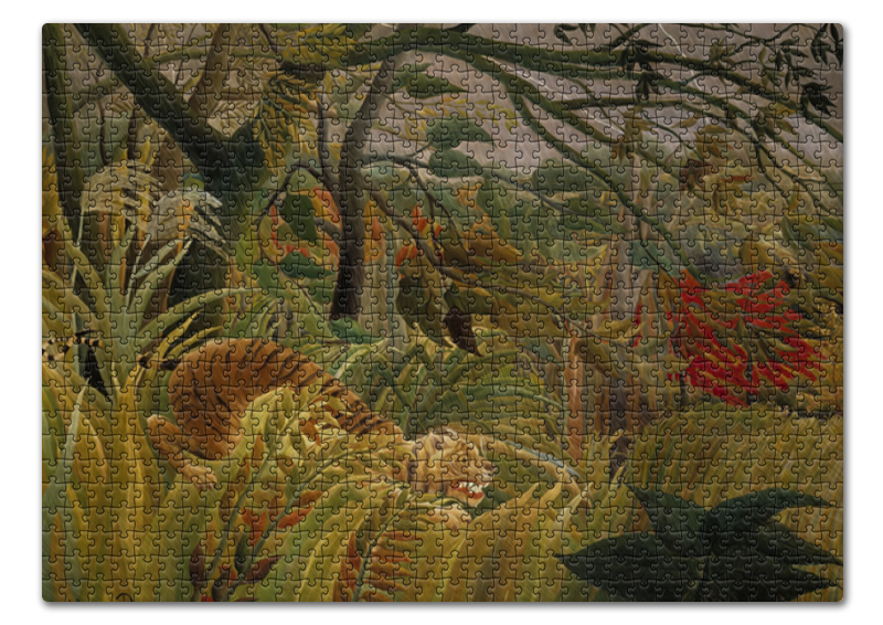 Printio Пазл 43.5×31.4 см (408 элементов) Нападение в джунглях (картина анри руссо) printio чехол для iphone 5 5s объёмная печать нападение в джунглях картина анри руссо