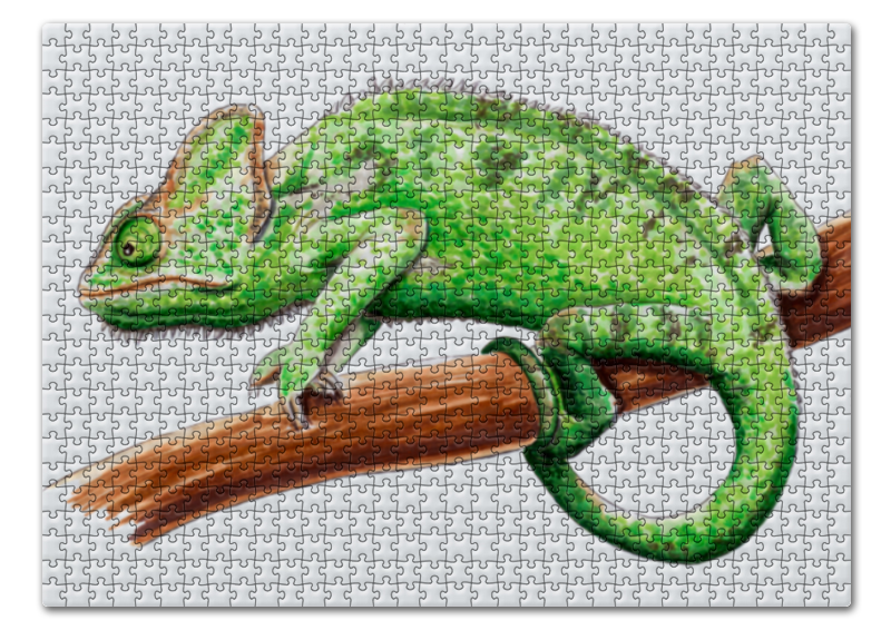 Printio Пазл 43.5×31.4 см (408 элементов) Зеленый хамелеон на ветке