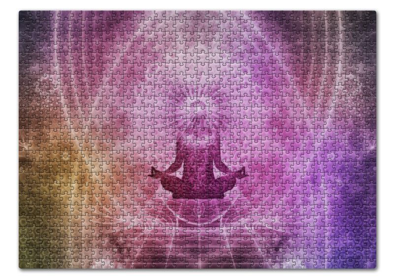 природный кварц аметист оргонит чакра исцеление медитация йога оргон пирамида энергия духовные символы рейки украшение Printio Пазл 43.5×31.4 см (408 элементов) Медитация