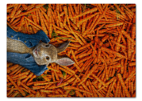 Заказать пазл в Москве. Пазл 43.5x31.4 см (408 элементов) Кролик Питер от skynatural - готовые дизайны и нанесение принтов.