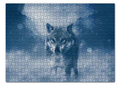 Заказать пазл в Москве. Пазл 43.5x31.4 см (408 элементов) Волк с голубыми глазами от weeert - готовые дизайны и нанесение принтов.