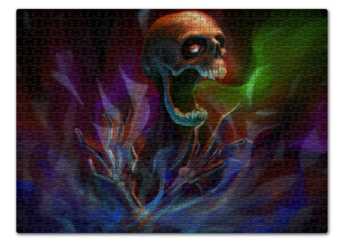 Заказать пазл в Москве. Пазл 43.5x31.4 см (408 элементов) Skull in colorful smoke от scoopysmith - готовые дизайны и нанесение принтов.