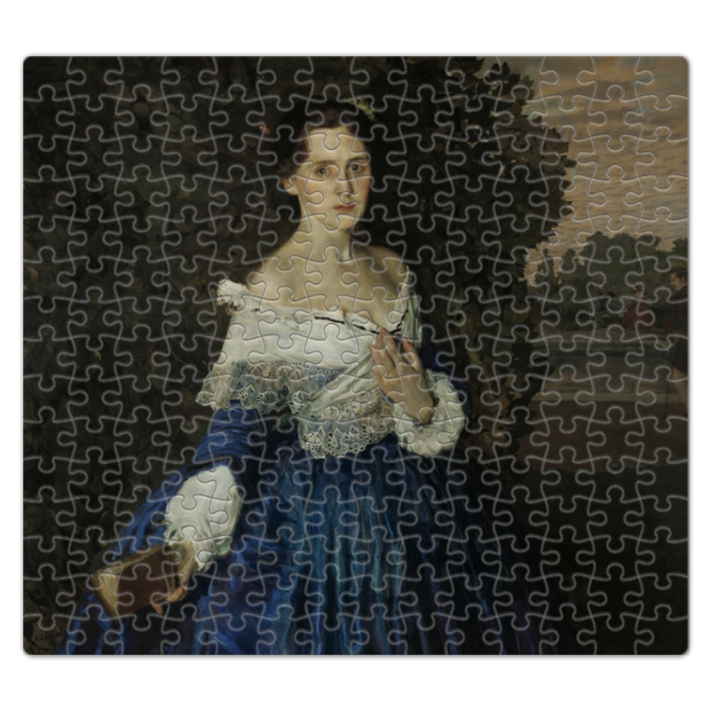 Printio Пазл магнитный 27.4×30.4 см (210 элементов) Дама в голубом (картина сомова) портрет по фото дама с книгой