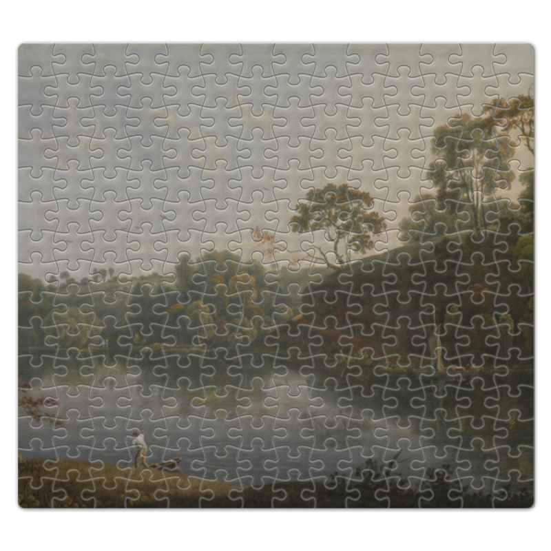 Printio Пазл магнитный 27.4×30.4 см (210 элементов) Пейзаж с озером и лодкой (томас райт) пазл томас кинкейд статуя свободы 1000 элементов
