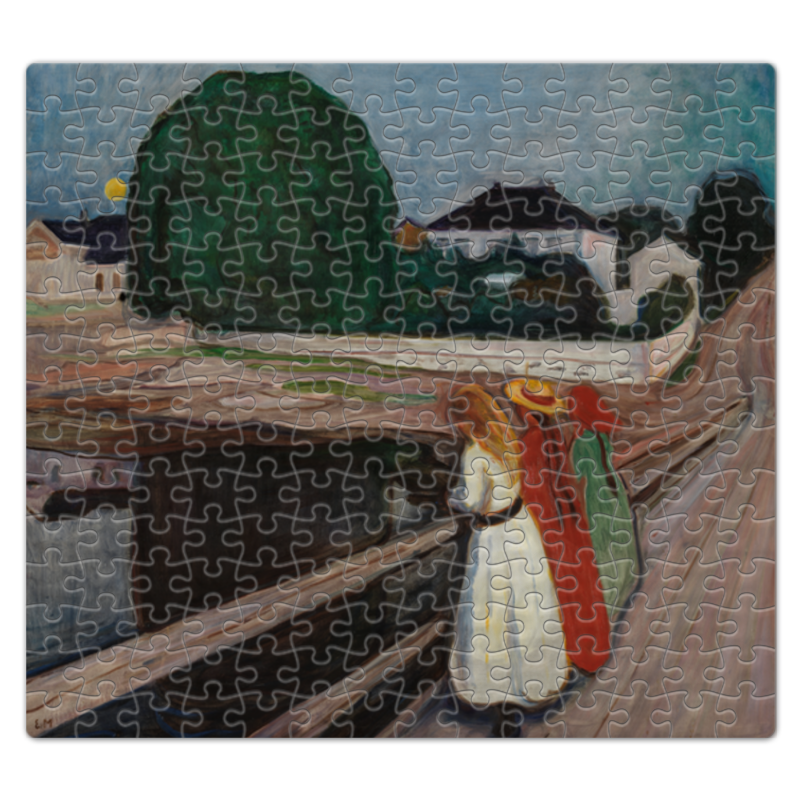 Printio Пазл магнитный 27.4×30.4 см (210 элементов) Девушки на мосту (картина эдварда мунка) printio часы круглые из дерева девушки на мосту картина эдварда мунка