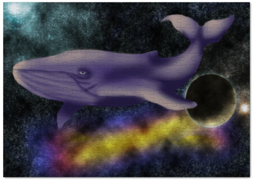 Заказать пазл в Москве. Пазл магнитный 27.4x30.4 см (210 элементов) Whale Of The Universe Пазл от rushimokawa - готовые дизайны и нанесение принтов.