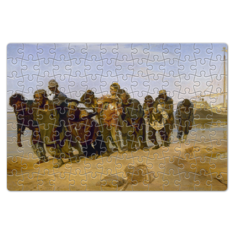 цена Printio Пазл магнитный 18×27 см (126 элементов) Бурлаки на волге (картина ильи репина)
