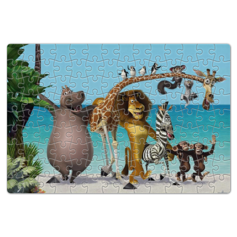 Printio Пазл магнитный 18×27 см (126 элементов) Герои мультфильма мадагаскар на пляже